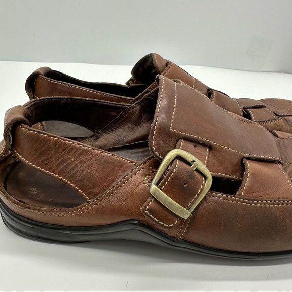 Cole Haan Fisherman Sandals Mens 8.5 Leather Closed Toe Strap Buckle Vibram Sole - Picture 5 of 11